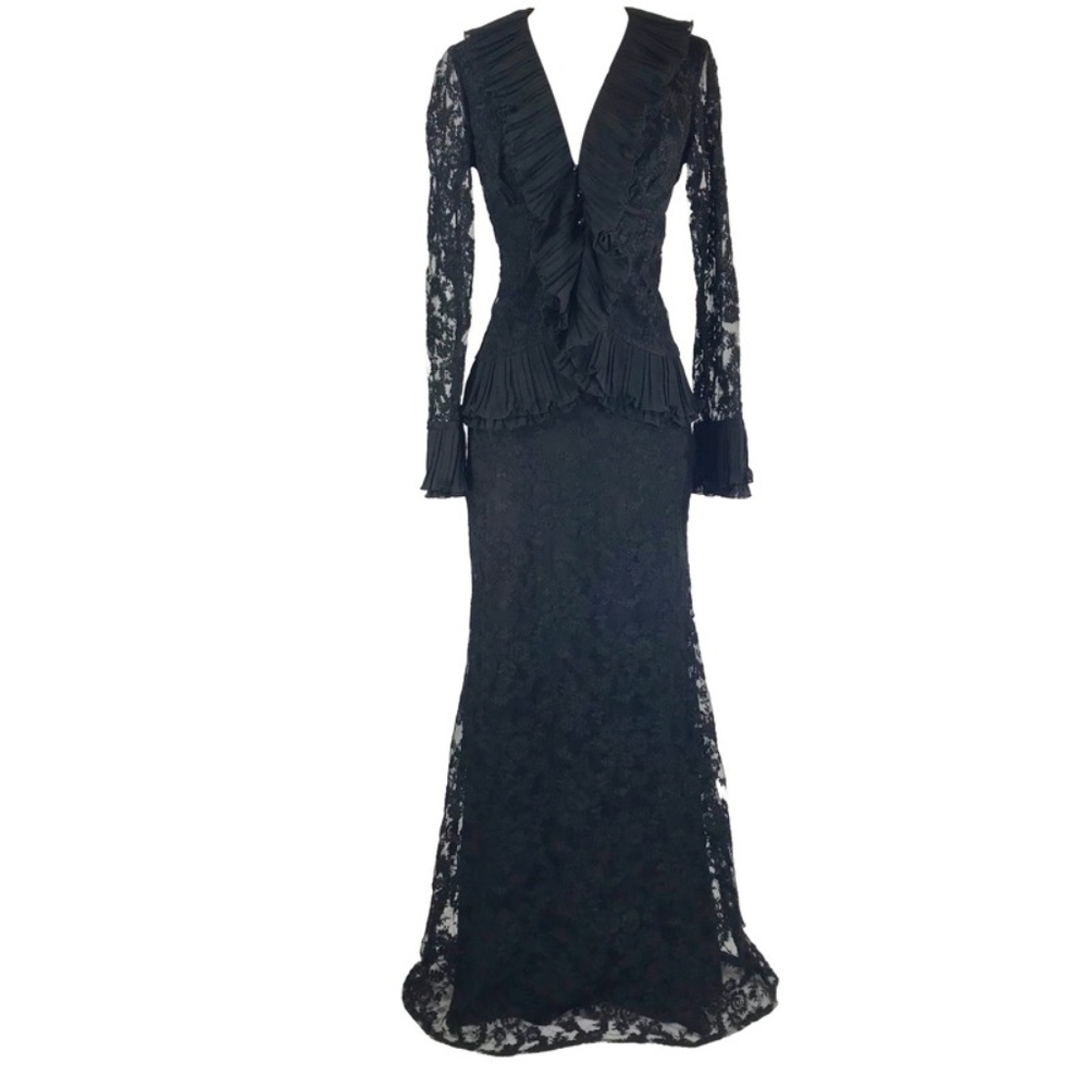 Aida Black Lace 2 Piece Suit Long Skirt Top Formal